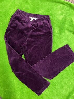 Appleseed’s Dark Purple Corduroy Pull-On Pants front pocket straight leg